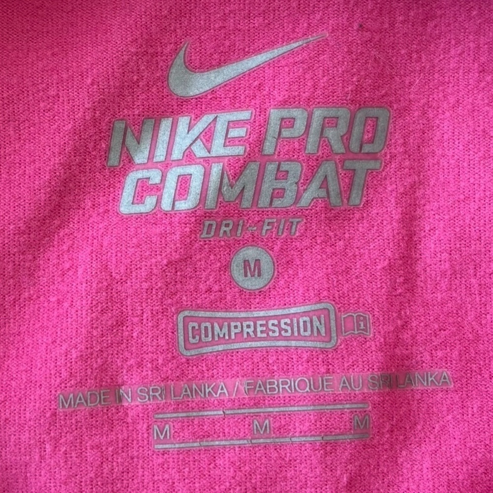 Nike Pro Combat Dri-Fit Compression Pink Long Sleeve Shirt Size Medium - Picture 6 of 10